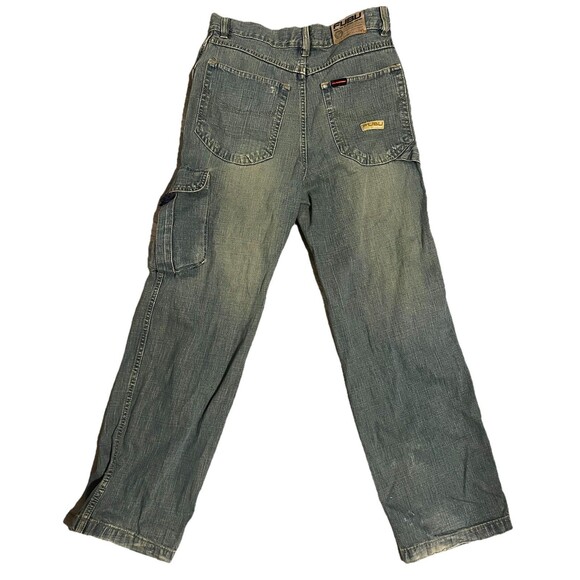 VTG Y2K FUBU The Collection Cargo Pants Blue Jean Denim Baggy Loose  Fit KIDS 16 - Picture 3 of 10
